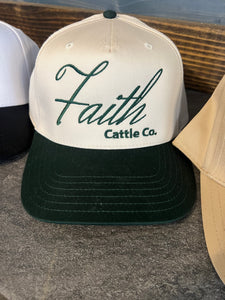 GREEN/TAN Cursive Faith Hat